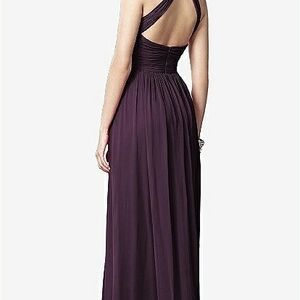 Women's Plum Ruched Cross-Back Evening Gown